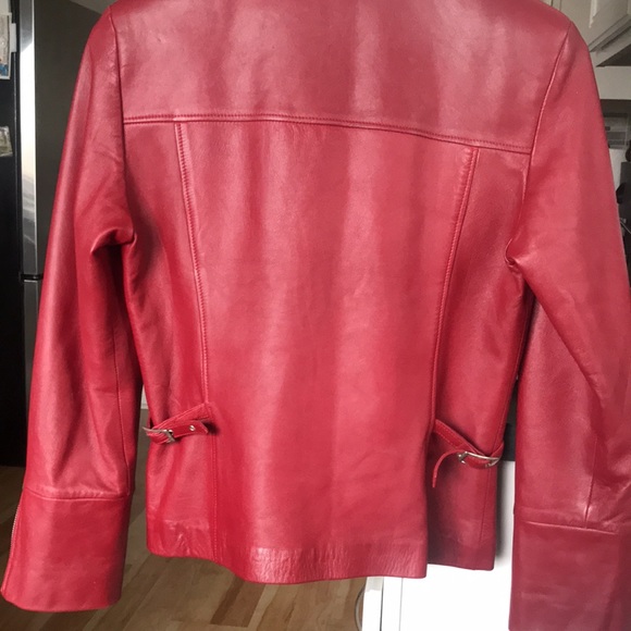 Fox Leather Bike Cranberry Jacket - like new - Picture 7 of 12